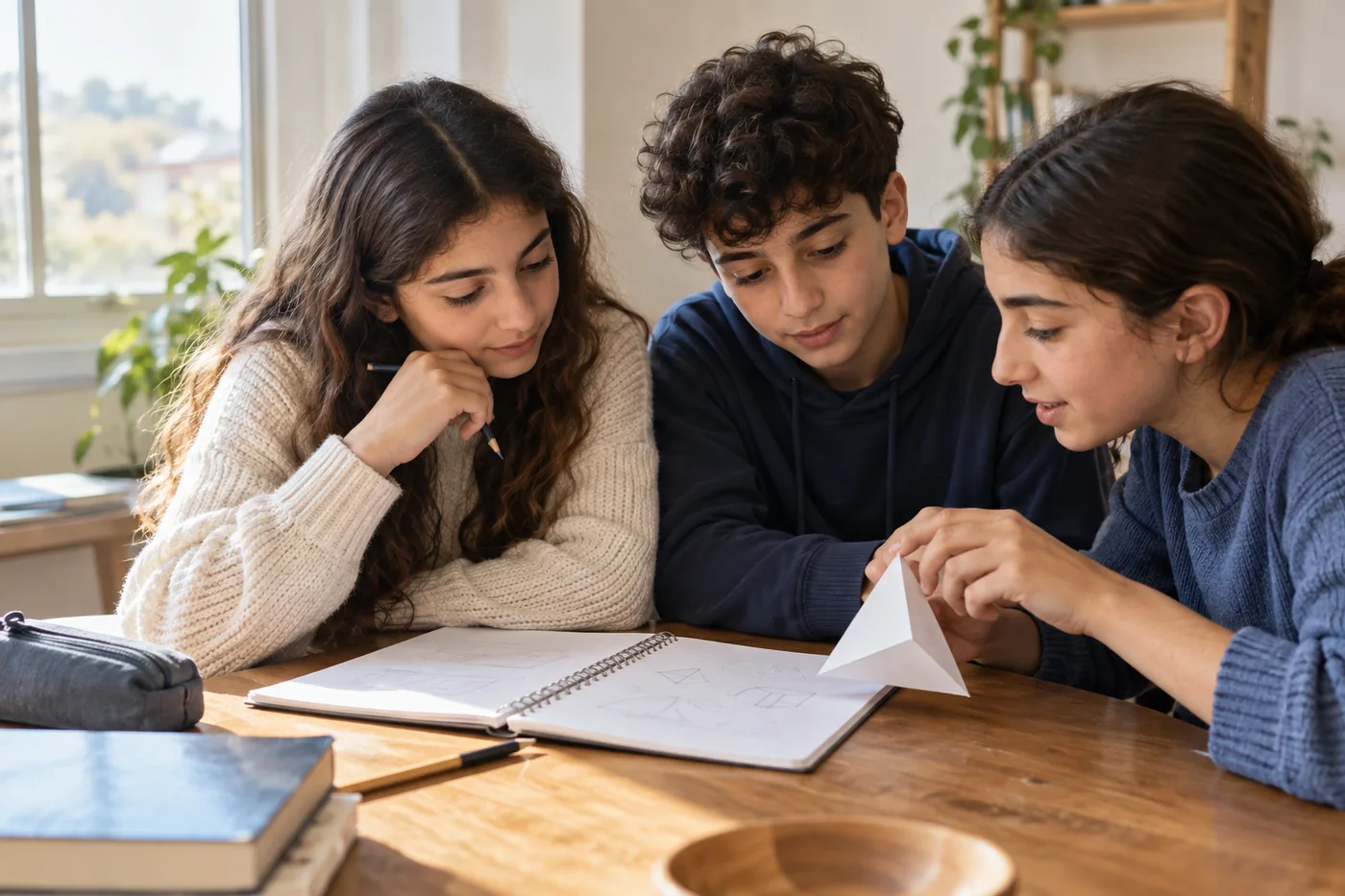 Students exploring an idea together; illustrative concept photograph